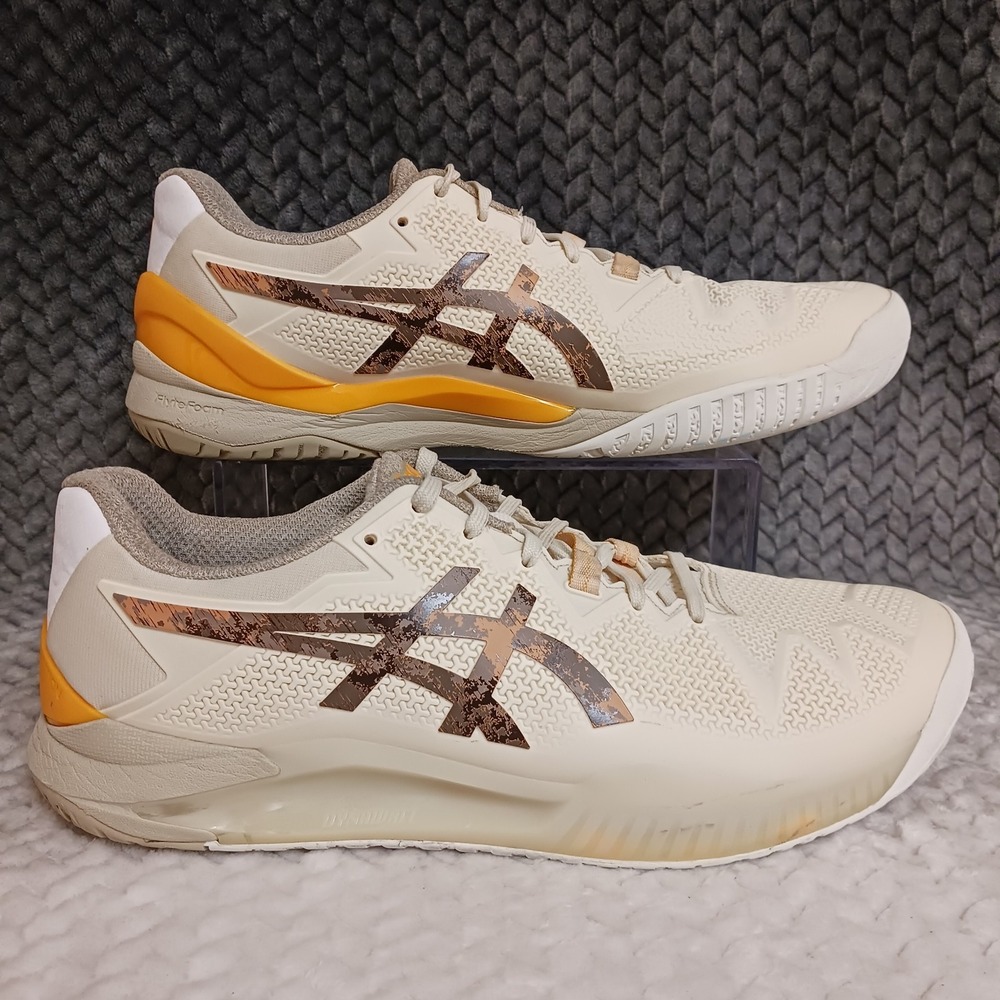 Asics Gel Resolution 8 LE Earth Day Men's Tennis Shoes Cream Putty Size 11